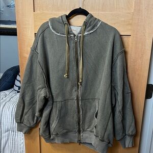 NWT We The Free Textured Olive Green Zip Up Hoodie